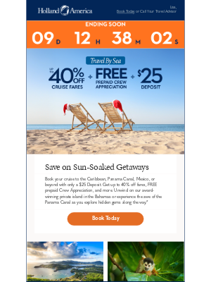 Holland America Line - Act Now: Warm Weather cruises with $25 Deposits!