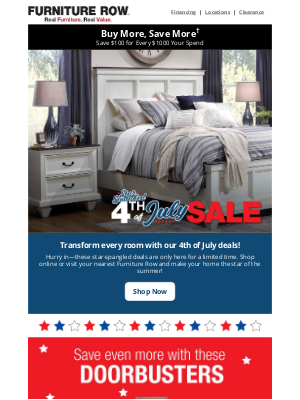 Furniture Row - Pop off with these incredible 4th of July deals
