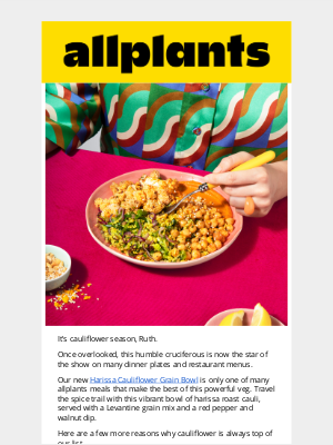 allplants (UK) - NEW DISH ALERT! Harissa Cauliflower Grain Bowl