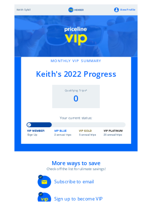 Priceline - Enclosed: Your Monthly VIP Summary