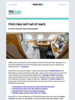 The Points Guy - ✈ Best First-Class Seats to Book with Points and Miles, How to Improve Your Credit in 2025 & More News From TPG ✈