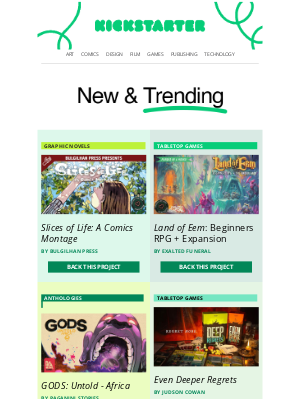 Kickstarter - New projects, popping up