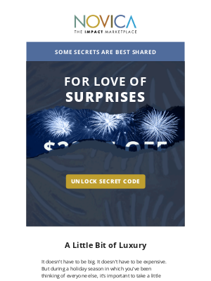 NOVICA - Too good to keep secret…unveil your code