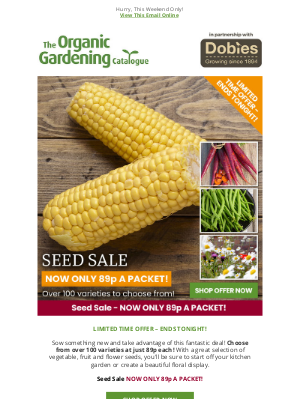 Organic Catalogue (United Kingdom) - SEED PACKETS 89p EACH! ENDS TONIGHT!