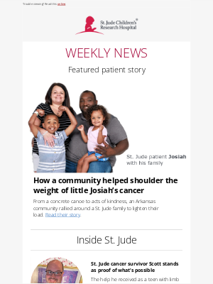 St. Jude Children's Research Hospital - Carol, your weekly update and patient spotlight on Josiah