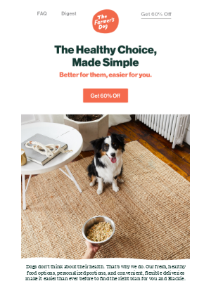 The Farmer's Dog - Simple food for Blackie, with 60% off for you