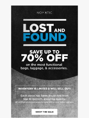 NOMATIC - 🚀 LOST & FOUND SALE - UP TO 70% OFF 🚀