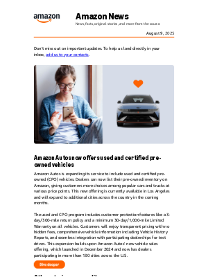 Amazon Autos expands with used and certified pre-owned vehicles