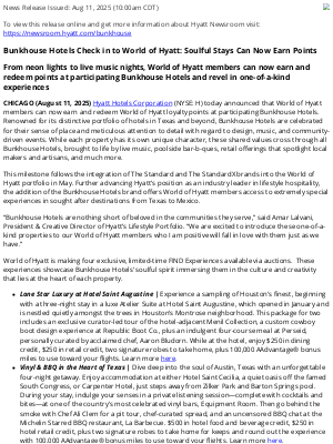 Hyatt Hotels - Bunkhouse Hotels Check in to World of Hyatt: Soulful Stays Can Now Earn Points