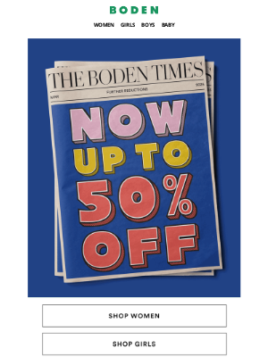 Boden USA - BREAKING NEWS: SALE NOW up to 50% off