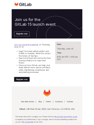 GitLab - You're invited: GitLab 15 launch event