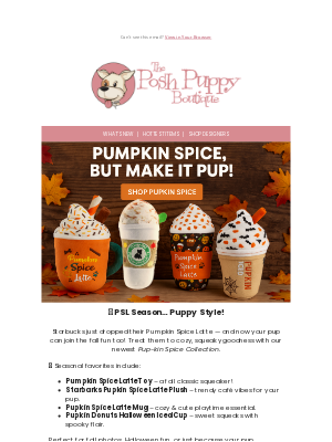 Posh Puppy Boutique - ☕🐾 Pup-kin Spice Season is Here!