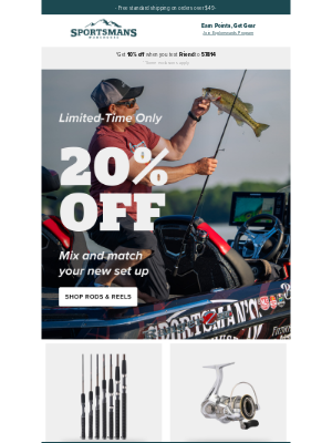 Sportsman’s Warehouse - Build Your Own Rod & Reel Combo and Save 20%