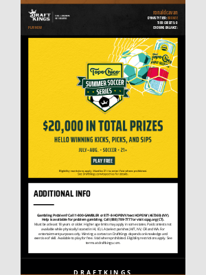 DraftKings - Play FREE with the Topo Chico Hard Summer Soccer Series! 🏆