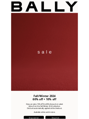 Bally - 60% Off + Extra 10% Off