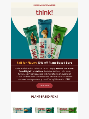 thinkThin - Fall Savings Event🍂 15% off Plant-Based Bars!