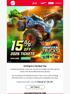 Mattel - On Sale: Hot Wheels Monster Trucks Live GLOW-n-FIRE!