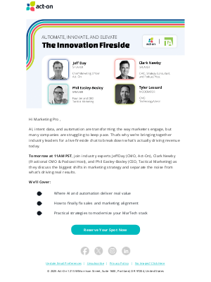 Act-On Software - Happening Tomorrow: The Innovation Fireside Chat