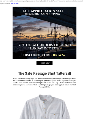 RailRiders Adventure Clothing - SAIL THROUGH FALL WITH 20% OFF ALL ORDERS!