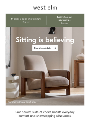 West Elm - Our new chairs deserve a standing ovation