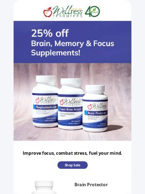 25% off Brain, Memory, and Focus Supplements!