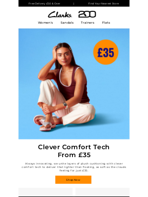 Clarks Shoes (United Kingdom) - Weightless comfort for £35