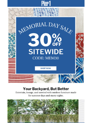 Pier 1 Imports - Memorial Day Sale: 30% Off Sitewide Starts Now 🌟