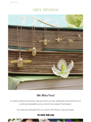 Alex Monroe - 10% off because we miss you dina
