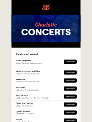 SeatGeek - Coming to Charlotte: Chris Stapleton, Kendrick Lamar and SZA, Metallica and more!