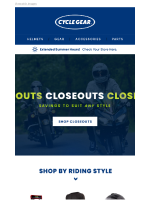 Cycle Gear - Top Closeouts By Riding Style!