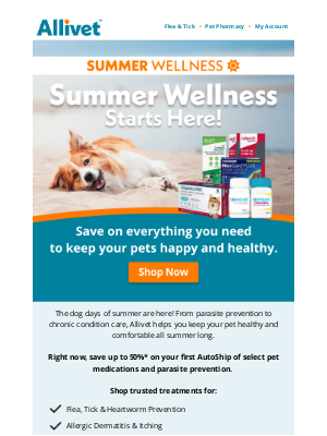 Allivet - Support Your Pet’s Summer Wellness With Up to 50% Off