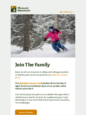 Pleasant Mountain - Don't Miss Out On 2025/26 Season Pass Perks