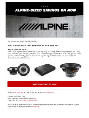 Car Toys - Best Prices on Alpine Speakers! Don't Wait!