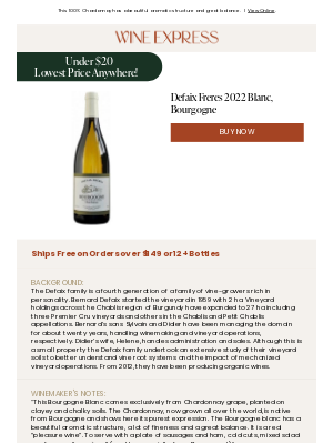 Under $20 Killer Value White Burgundy—Lowest Price ANYWHERE!