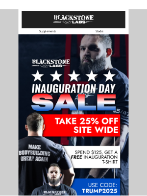 Blackstone Labs - 🚨Inauguration Sale🚨 25% Off + Free Super Trump Shirt at $125+