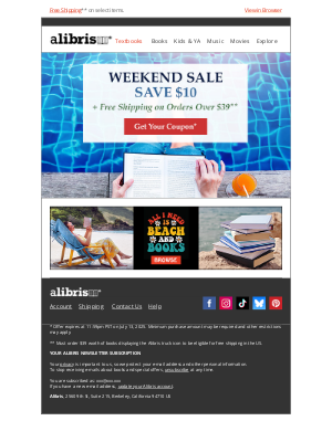 Alibris - Free Shipping on Select Items + Save $10
