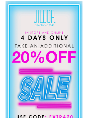 Jildor Shoes - Take an additional 20% off Sale! 4 Days only