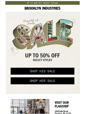 Brooklyn Industries - 4th of July Sale: Up to 50% Off