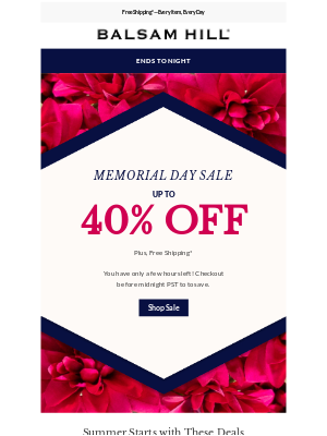Balsam Hill - Last Call: Up to 40% Off Memorial Day Sale