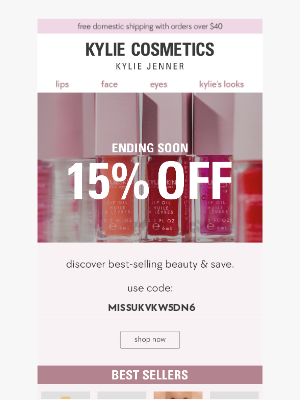 Kylie Cosmetics - your 15% OFF is expiring! 🏃‍♀️💨