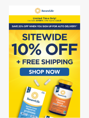 Renew Life - 10% Off + Free Shipping? Yes, Please!