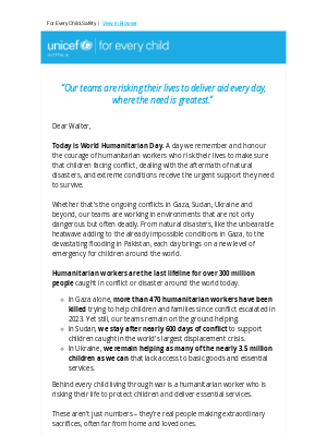 UNICEF (Australia) - From warzones to natural disasters – humanitarian aid remains.