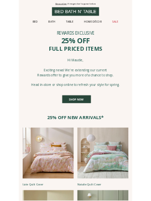 Bed Bath ’n’ Table (Australia) - 25% OFF | Treat yourself to a spring refresh