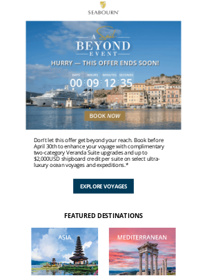 Seabourn Cruise Line - Last Chance! Upgrade Your Voyage At No Extra Cost - Ends April 30!
