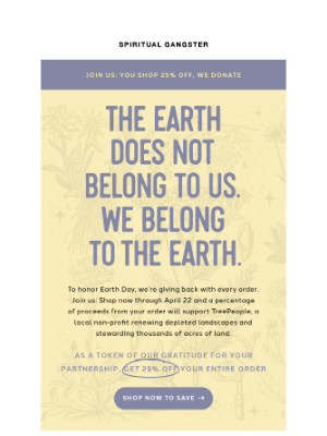 Spiritual Gangster - Our Earth Day Initiative