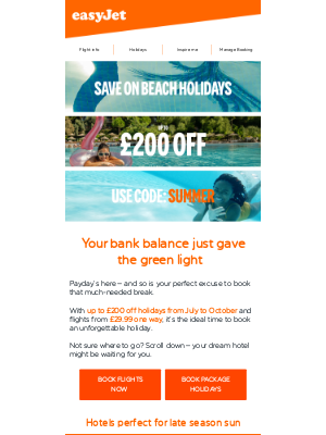 easyJet (United Kingdom) - Save on hotels this payday 🏨