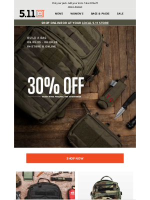 511tactical - Build Your Bag | 30% Off Select Bags, Pouches & Accessories 🎒