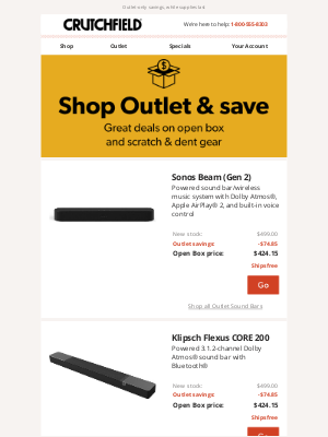 Crutchfield - Crutchfield Outlet Savings up to $304