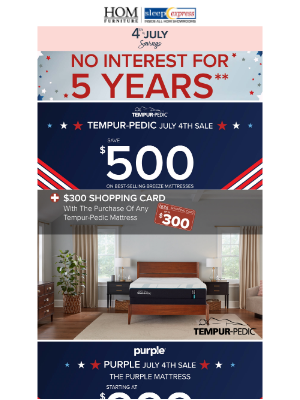 HOM Furniture - Stars, Stripes & Savings At HOM Sleep Express!