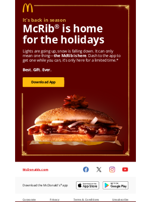 McDonald's - McRib® is back for the holidays